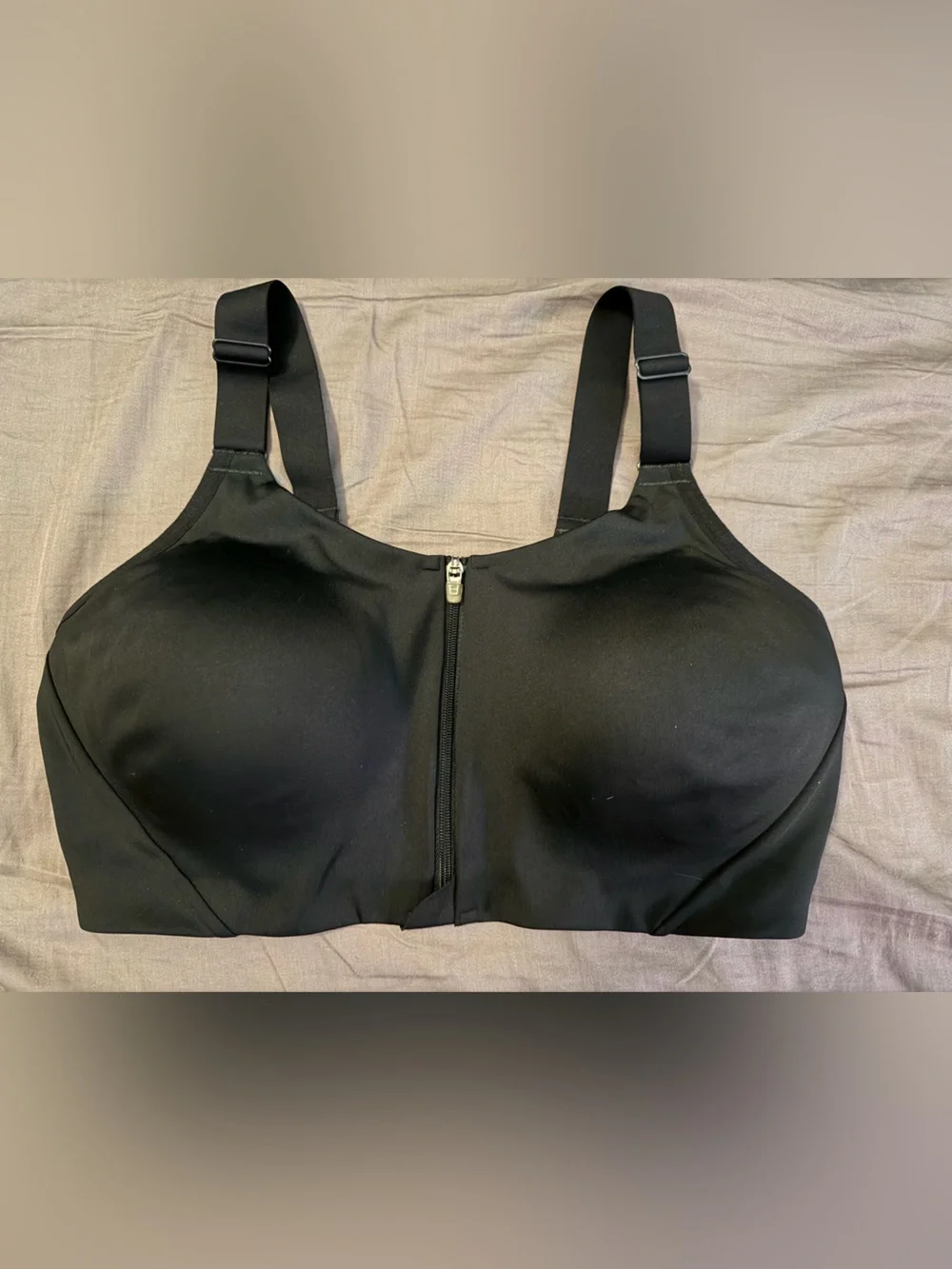 Black front zip high impact Sports Bra